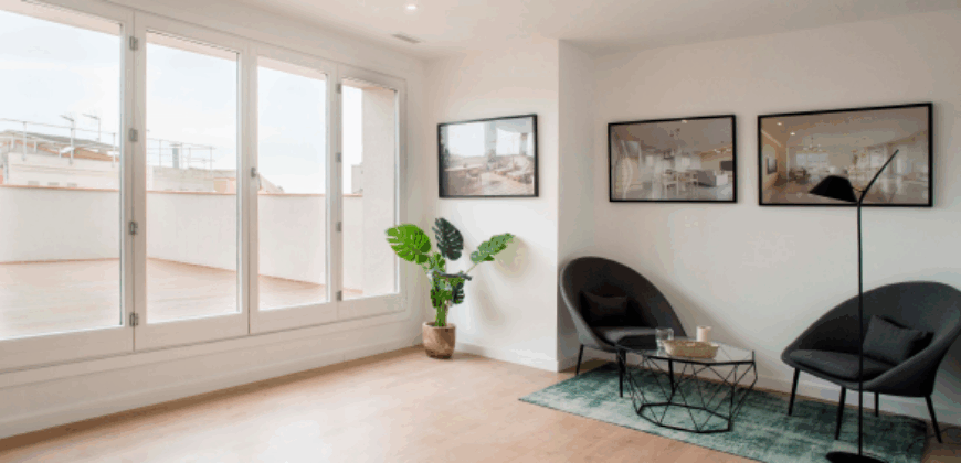 ÁTICO DE OBRA NUEVA con preciosa terraza a nivel en Ronda Sant Antoni. (Ático 2)